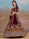 Mesmerizing Maroon Thread Work Georgette Wedding Lehenga Choli