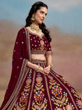 Mesmerizing Maroon Thread Work Georgette Wedding Lehenga Choli