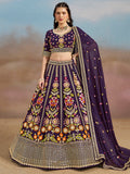 Precious Purple Thread Embroidered Georgette Bridesmaid Lehenga Choli
