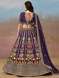 Precious Purple Thread Embroidered Georgette Bridesmaid Lehenga Choli