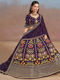 Precious Purple Thread Embroidered Georgette Bridesmaid Lehenga Choli