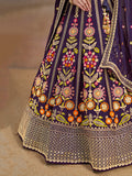 Precious Purple Thread Embroidered Georgette Bridesmaid Lehenga Choli