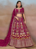 Adorable Pink Dori Work Georgette Lehenga Choli With Dupatta