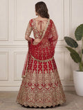 Wonderful Red Zari Embroidery Net Bridal Lehenga Choli With Dupatta