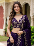 Captivating Purple Sequins Georgette Function Wear Lehenga Choli With Dupatta