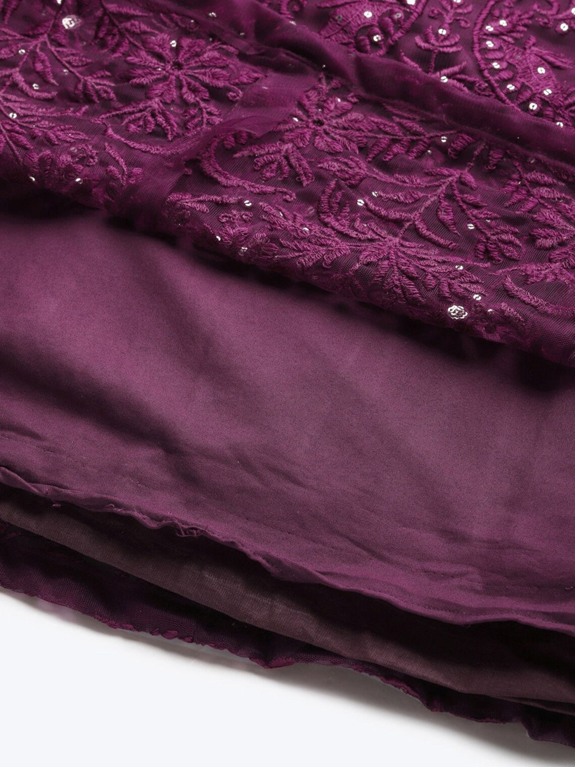 Alluring Purple Embroidered Net Reception Wear Lehenga Choli With Dupatta
