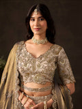 Exquisite Cream Embroidered Silk Bridesmaid Wear Lehenga Choli