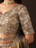 Exquisite Cream Embroidered Silk Bridesmaid Wear Lehenga Choli