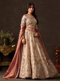Luxe Cream Sequins Work Silk Wedding Wear Lehenga Choli