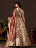 Luxe Cream Sequins Work Silk Wedding Wear Lehenga Choli
