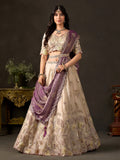 Majestic Cream Sequins Work Silk Bridesmaid Wear Lehenga Choli