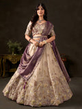 Majestic Cream Sequins Work Silk Bridesmaid Wear Lehenga Choli