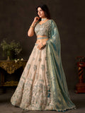 Magnificent Cream Sequins Work Silk Marriage Wear Lehenga Choli