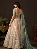 Magnificent Cream Sequins Work Silk Marriage Wear Lehenga Choli