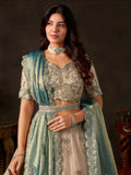 Magnificent Cream Sequins Work Silk Marriage Wear Lehenga Choli