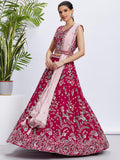 Glamorous Pink Embroidered Georgette Wedding Wear Lehenga Choli