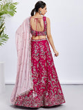 Glamorous Pink Embroidered Georgette Wedding Wear Lehenga Choli