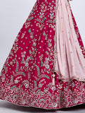 Glamorous Pink Embroidered Georgette Wedding Wear Lehenga Choli
