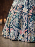 Stunning Blue Sequins Work Net Reception Wear Lehenga Choli