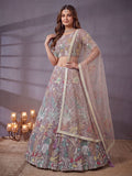 Adorning Lavender Sequins Work Net Wedding Wear Lehenga Choli