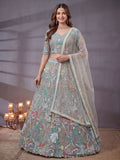 Elegant Sky Blue Sequins Work Net Reception Wear Lehenga Choli