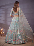 Elegant Sky Blue Sequins Work Net Reception Wear Lehenga Choli