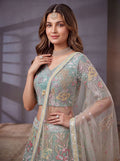 Elegant Sky Blue Sequins Work Net Reception Wear Lehenga Choli