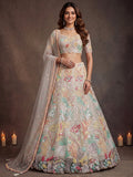 Charming Off-White Sequin Net Wedding Wear Lehenga Choli With Dupatta