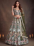 Adorable Green Sequins Net Receptions Wear Lehenga Choli With Dupatta