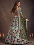 Adorable Green Sequins Net Receptions Wear Lehenga Choli With Dupatta