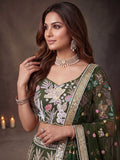 Adorable Green Sequins Net Receptions Wear Lehenga Choli With Dupatta