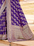 Glamorous Purple Zari Weaving Silk Wedding Wear Saree With Blouse