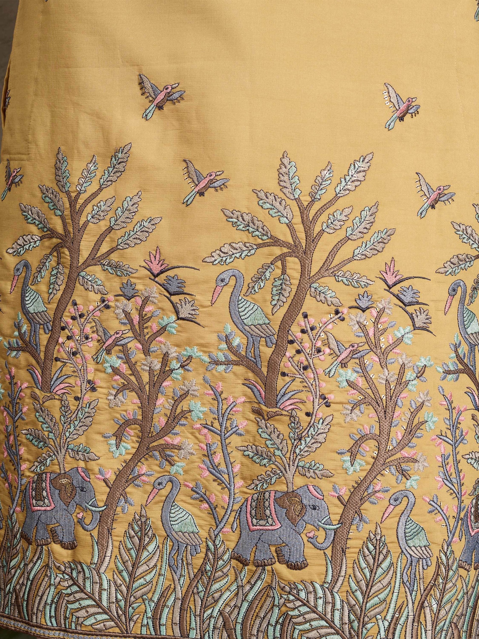 Stunning Yellow Sequins Viscose Silk Marriage Wear Men Kurta