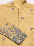 Stunning Yellow Sequins Viscose Silk Marriage Wear Men Kurta