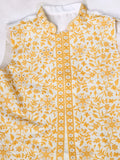 Remarkable White Embroidery Silk Wedding Wear Men Kurta Set With Yellow Jacket