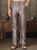 Unique Grey Thread Embroidered Silk Designer Men Kurta And Pant With Jacket