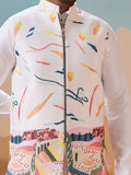 Wonderful White Embroidered Silk Marriage Wear Men Kurta Set With Jacket