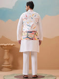 Wonderful White Embroidered Silk Marriage Wear Men Kurta Set With Jacket