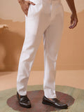 Classic White Thread Embroidery Silk Men Festive Wear Kurta Pant With Jacket