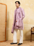 Amazing Dusty Pink Embroidered Viscose Silk Engagement Wear Men's Kurta With Dupatta