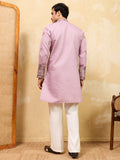 Amazing Dusty Pink Embroidered Viscose Silk Engagement Wear Men's Kurta With Dupatta
