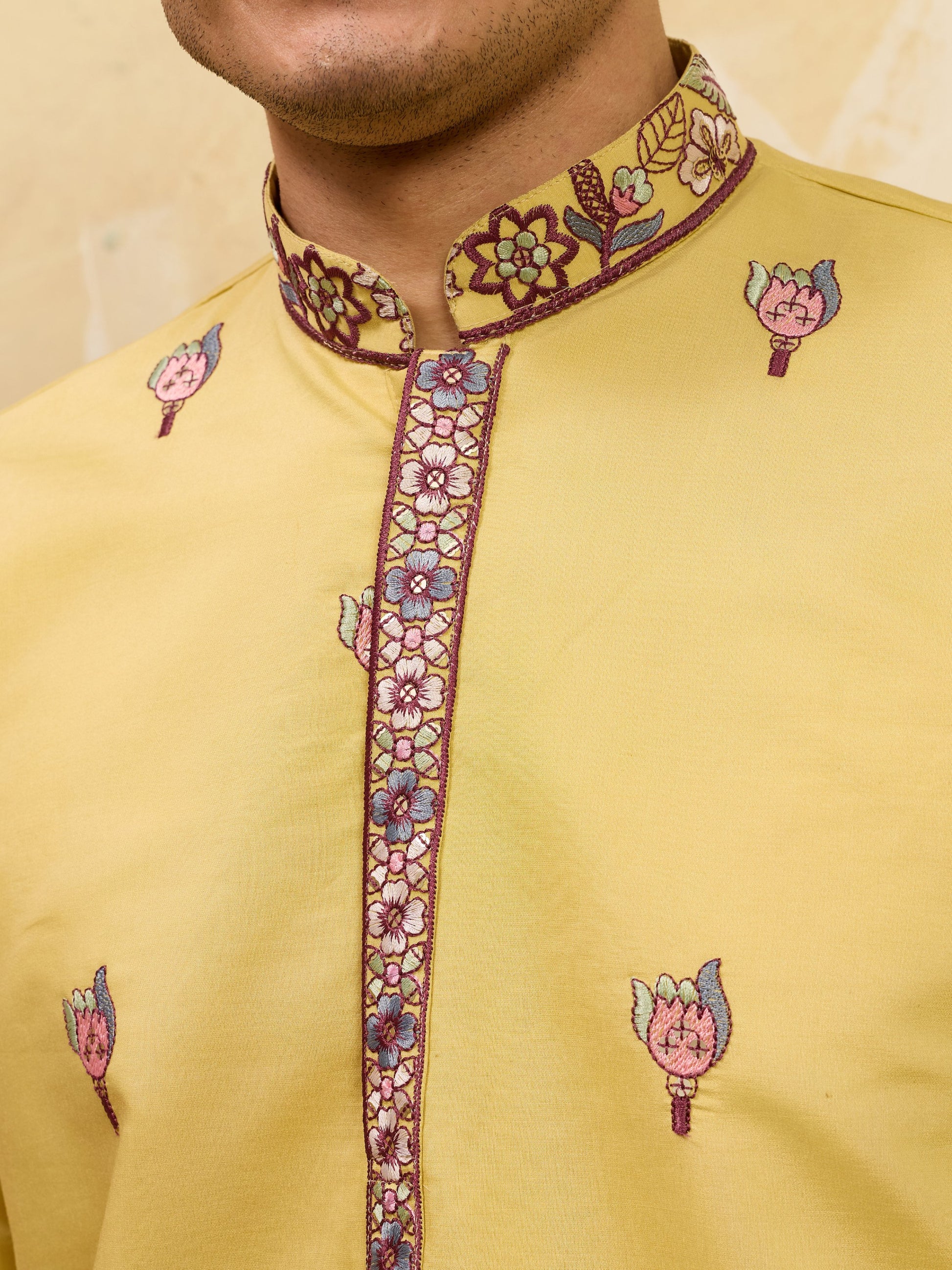 Bewitching Yellow Sequins Viscose Silk Haldi Wear Men's Kurta With Dupatta