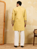 Bewitching Yellow Sequins Viscose Silk Haldi Wear Men's Kurta With Dupatta