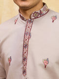 Wonderful Yellow Floral Embroidery Viscose Silk Festive Wear Men's Kurta With Dupatta