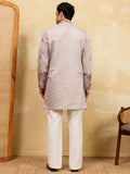 Wonderful Yellow Floral Embroidery Viscose Silk Festive Wear Men's Kurta With Dupatta