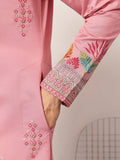 Alluring Pink Multi Thread Work Viscose Silk Engagement Wear Men's Kurta