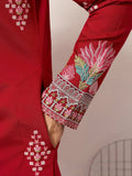 Classy Red Sequins Viscose Silk Groom Wear Men's Kurta