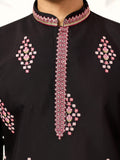 Fabulous Black Embroidered Viscose Silk Evening Wear Men's Kurta