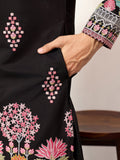 Fabulous Black Embroidered Viscose Silk Evening Wear Men's Kurta