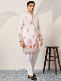 Fantastic White Sequins Work Viscose Silk Function Wear Men's Kurta